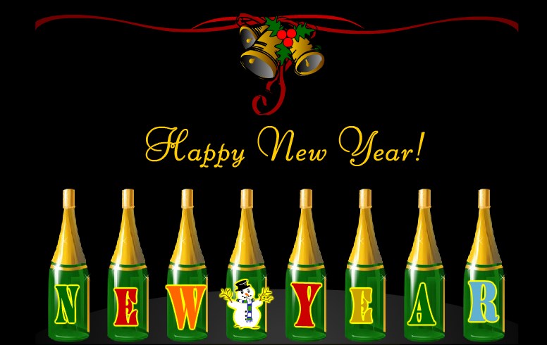 Wine Bottles New Year Greeting 2019