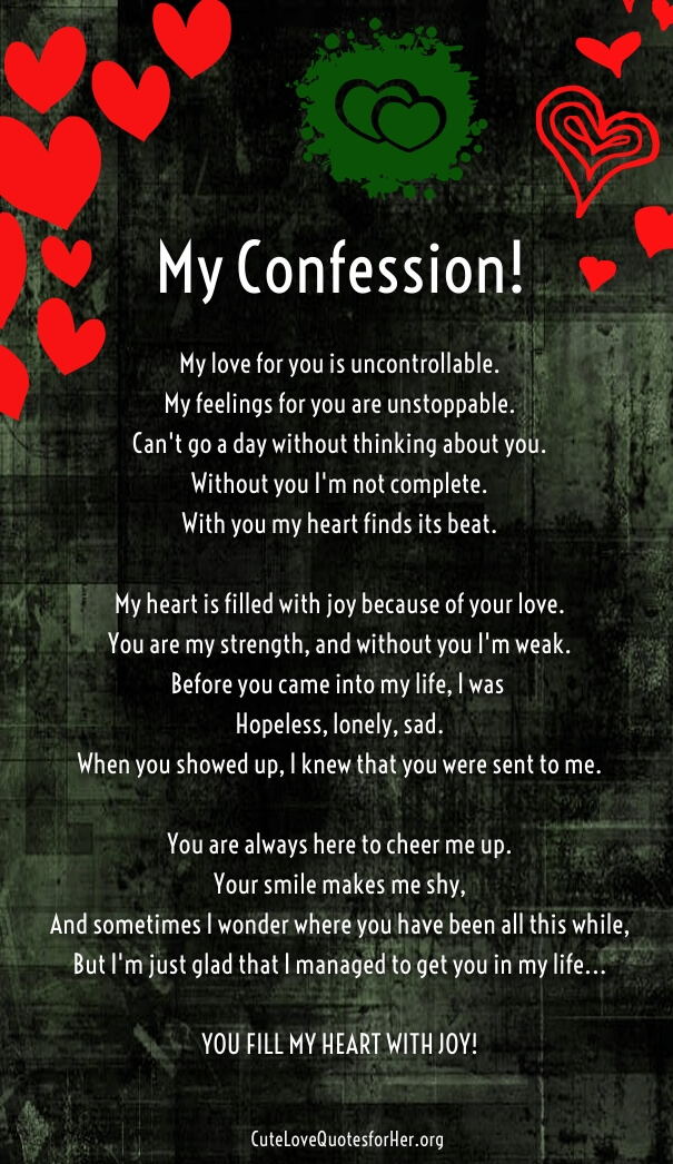 My Confession for Him, Cute Poem with Image.