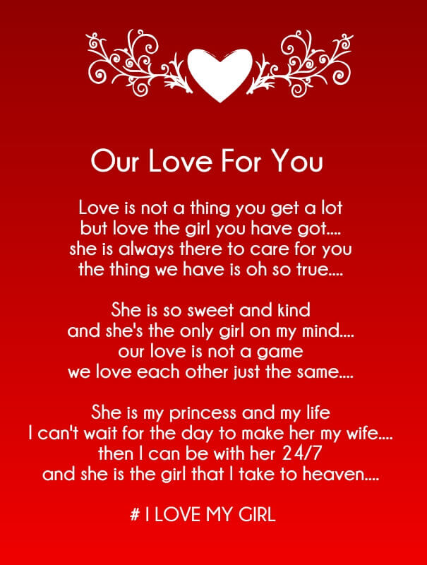 For girlfriend poem Short Love