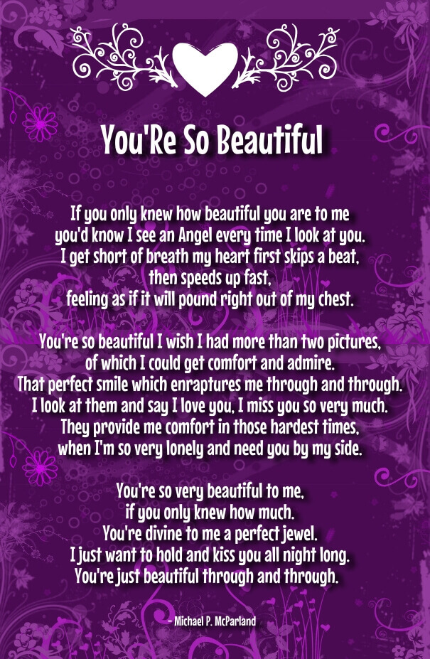 Poems to say she is beautiful