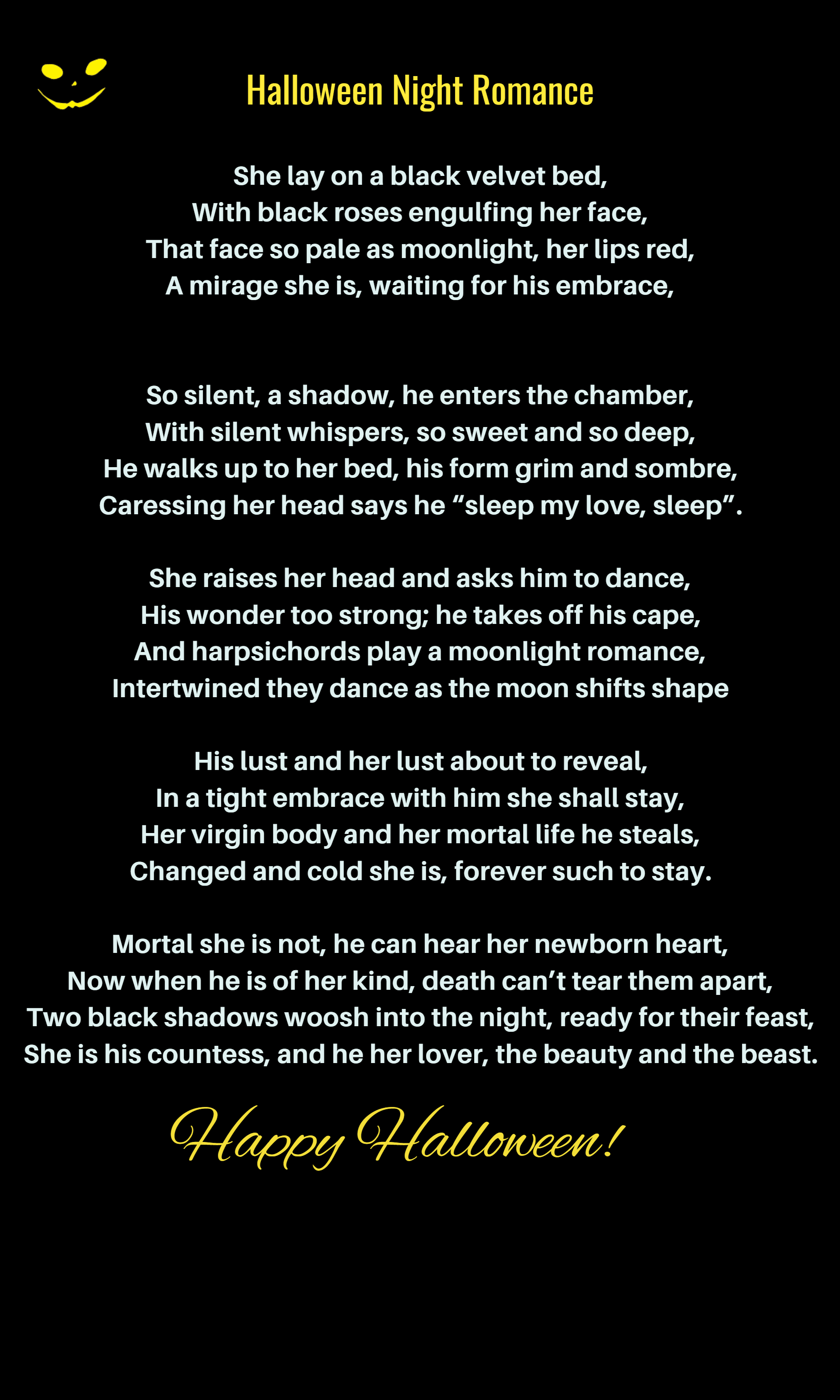 Halloween Romantic Poem For Her Girlfriend