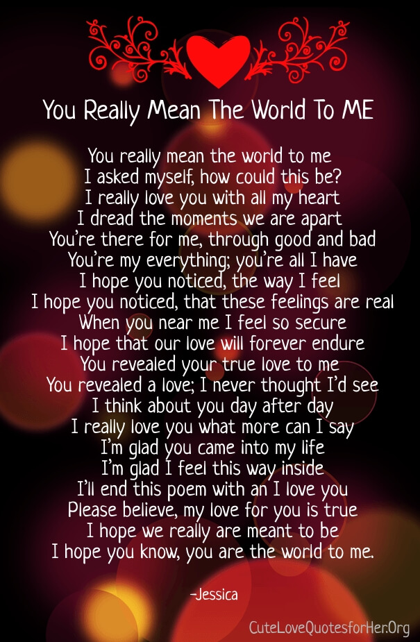 You mean world to me poem