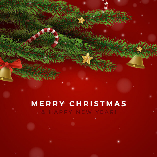 Happy XMAs And New Year 2019 Greeting Ecard Red Christmas Tree