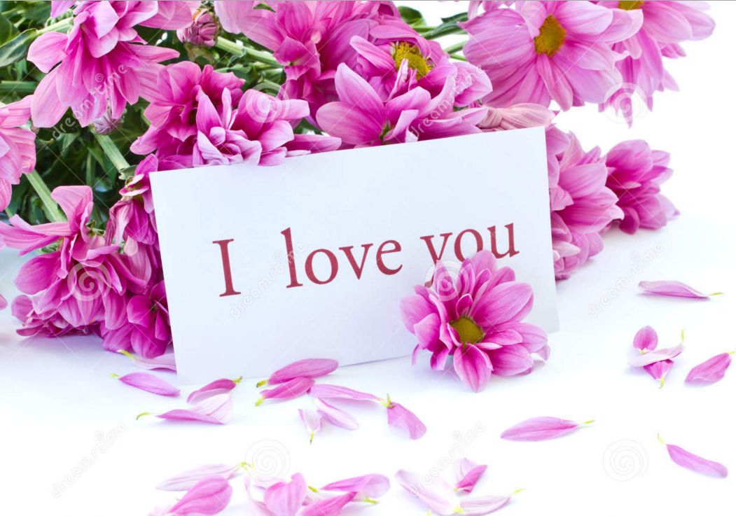 I love you picture purple flowers with card