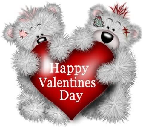two teddy bears wishing Happy Valentines day 2019