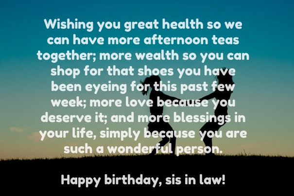 funny birthday wishes for sister in law