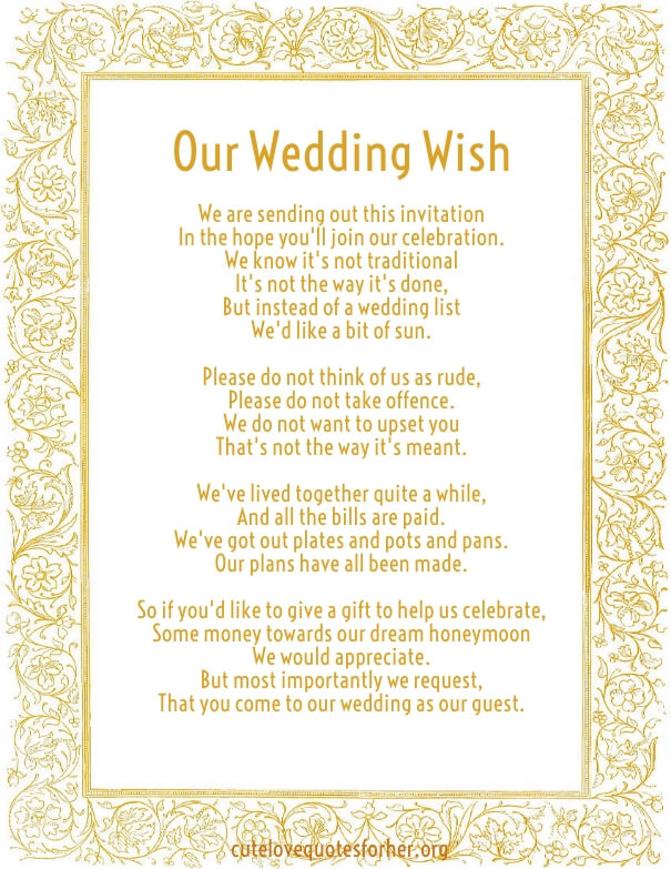 money poems for wedding