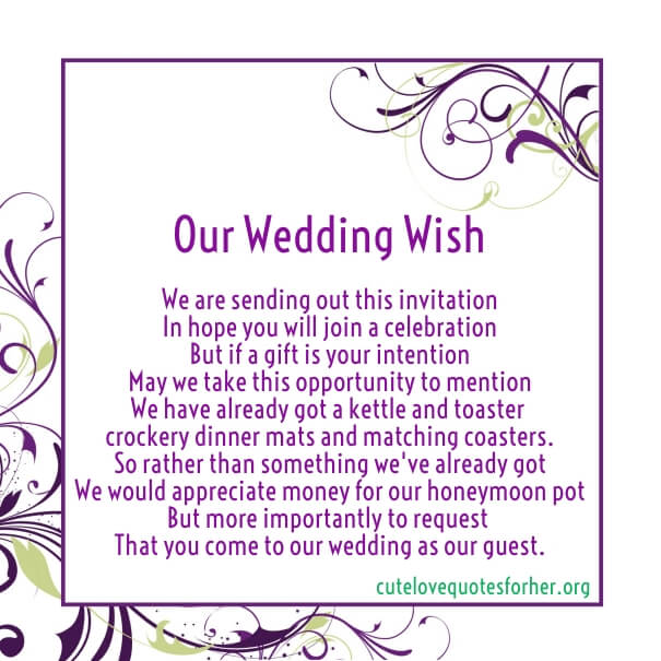 poems for wedding gifts money
