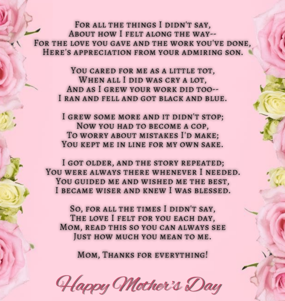 50 Mothers Day Love Poems 2023 (Emotional)