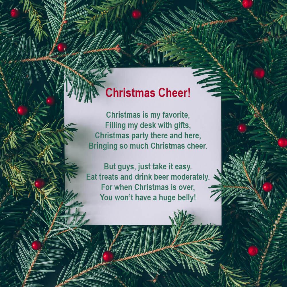 Funny Christmas Poem For Friends Cheers Party