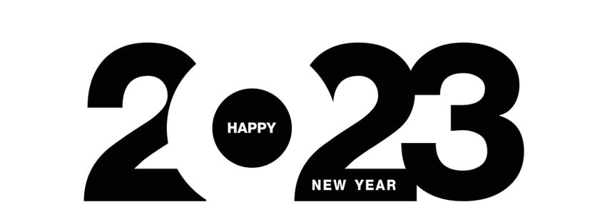 Happy New Year 2023 FB Cover Banner Black And White Logical