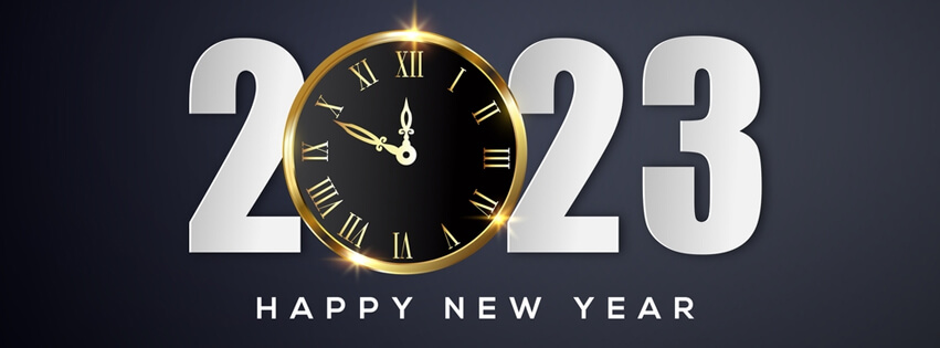 Happy New Year 2023 Facebook Banner Image HD Clock Countdown