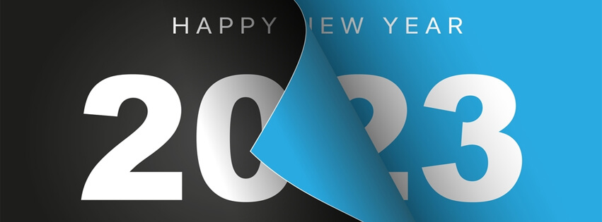 Happy New Year 2023 Facebook Cover Picture Free Download Ribbon Folding Style