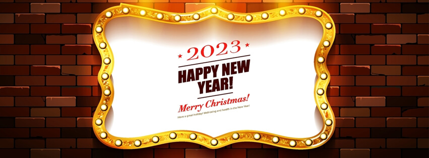 Happy New Year 2023 Wishes On Wall FAcebook Cover Photo
