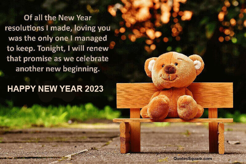 Happy New Year 2023 Teddy Bear Love Quote Image