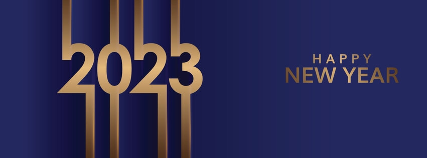 New Year 2023 HD Cover Photo Blue And Golden