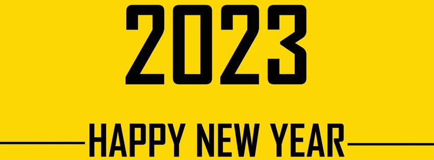 Yellow Happy New Year 2023 FB Cover HD