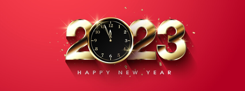 Free New Year 2023 Facebook Cover Red And Gold Hd