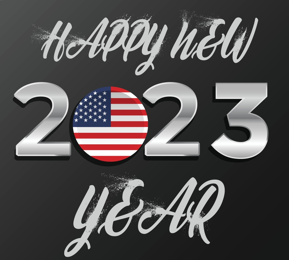 American Flag Happy New Year 2023 Wallpaper Image