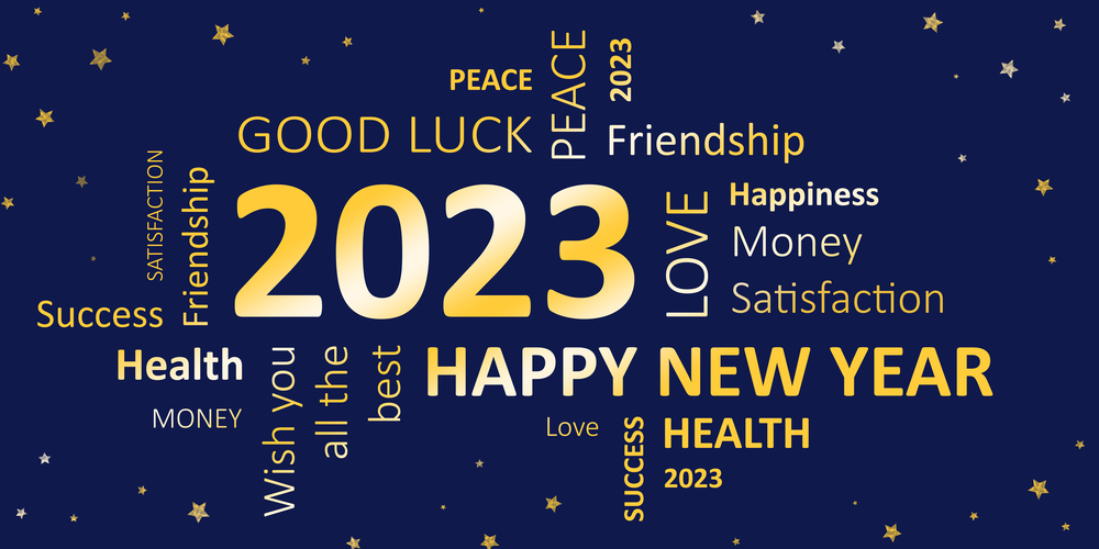 2023 Happy New Year Cover Photo For Facebook Fan Pages TExt Clusters