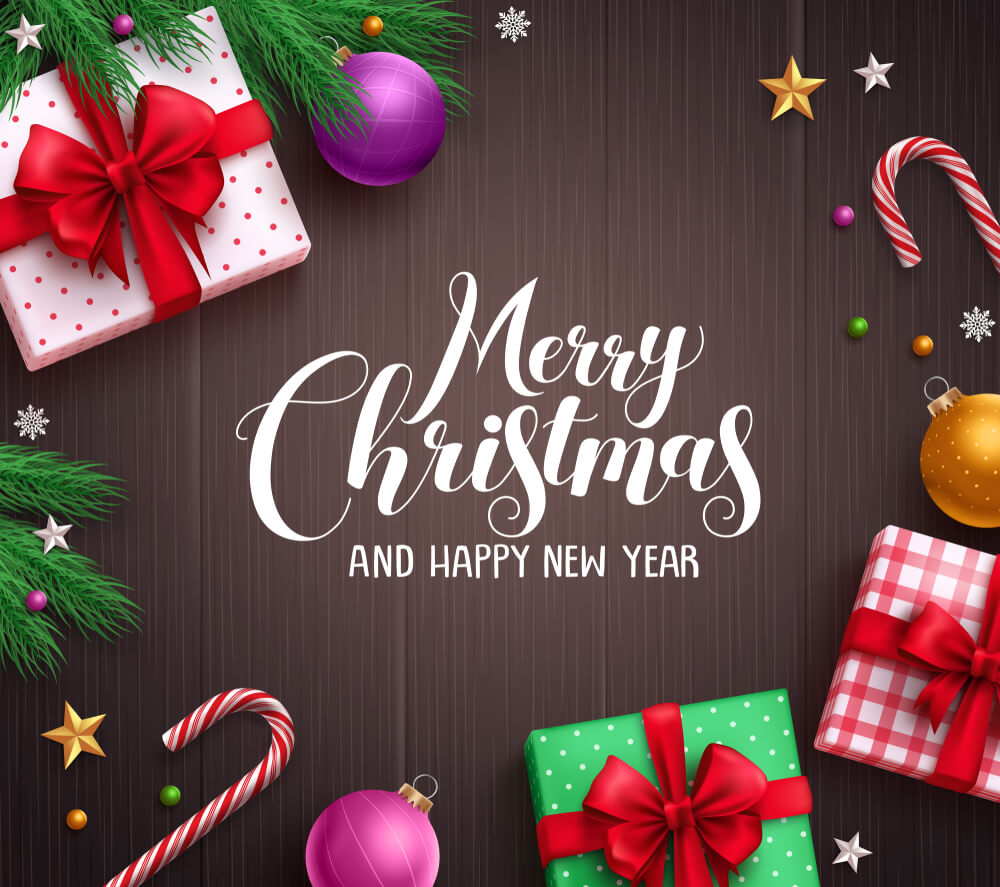 Merry Christmas And Happy New Year Greeting Card