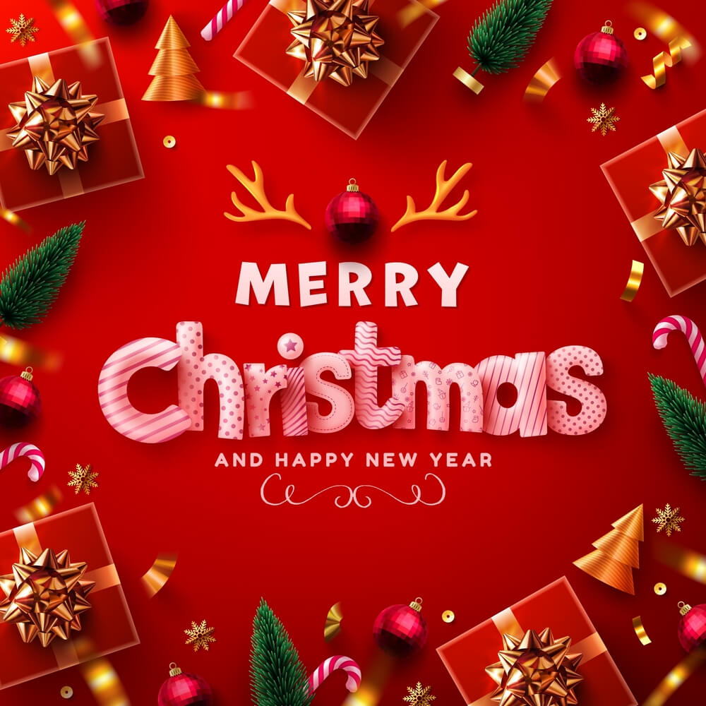 Merry Christmas And New Year Red Ecard Hd Free Download