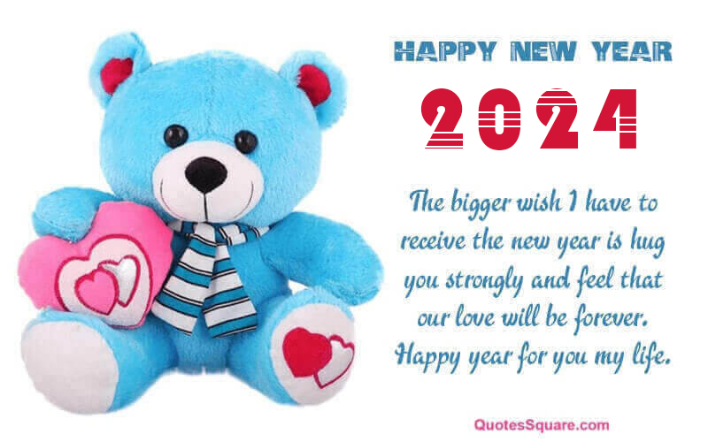 Cute Teddy Bear New Year 2024 Love Quotes