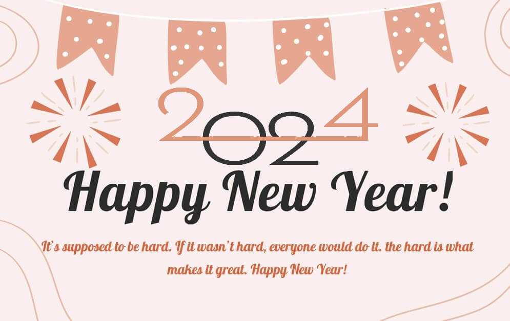 HD Happy New Year 2024 Greeting Card