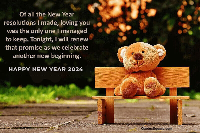 Happy New Year 2024 Teddy Bear Love Quote Image