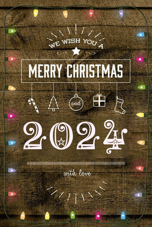 Merry Christmas And Happy New Year 2024 Greeting Card Free Download