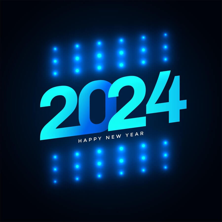 Happy New Year 2024 Glowing