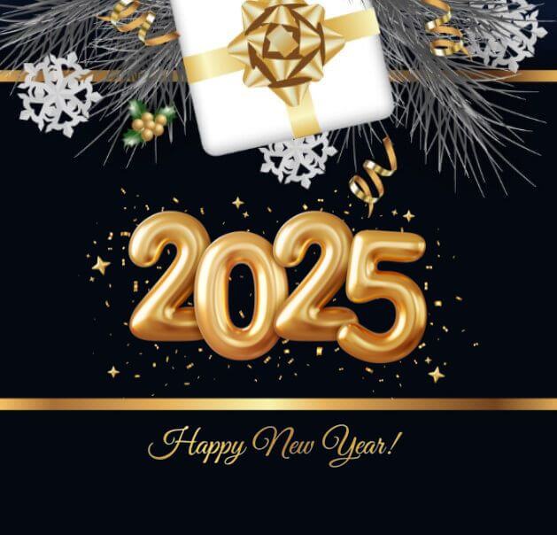 Happy New Year Features 2025 Greeting Card