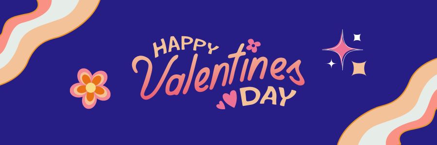 Happy Valentine's Day Cover Photo In Blue And Purple