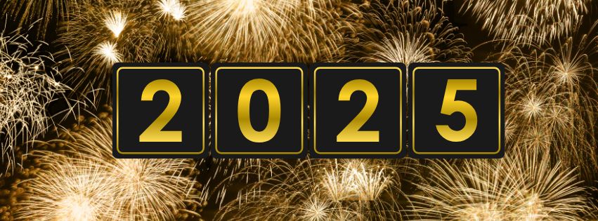 Black And Golden New Year 2025 Facebook Cover Photo HD