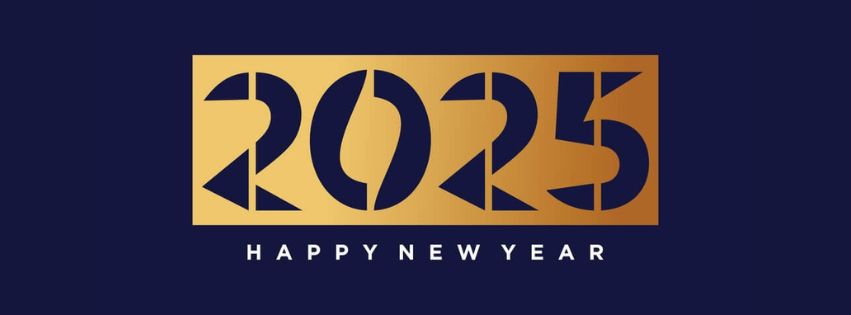 Dark Blue Happy New Year 2025 Facebook Cover HD Without Watermark