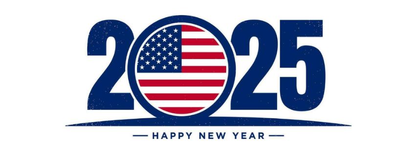 Happy New Year 2025 AMerican Flag USA Wishes