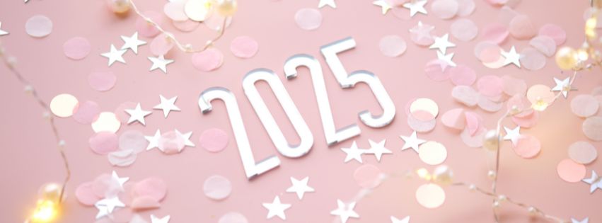 Happy New Year 2025 FB Cover Photo Wooden Blocks