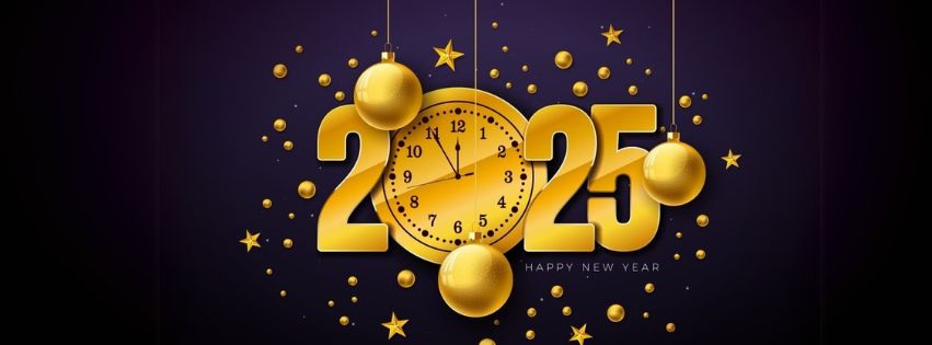 Happy New Year 2025 Facebook Banner Cover Photo Clock Countdown HD Free