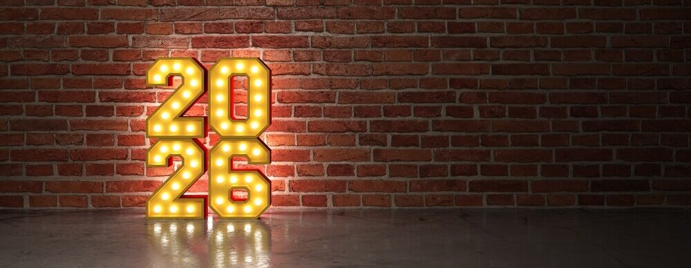 Happy New Year 2026 Dark Wallpaper Lighting Board Design Banner